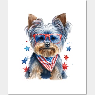 4th of July Yorkshire Terrier #1 Posters and Art